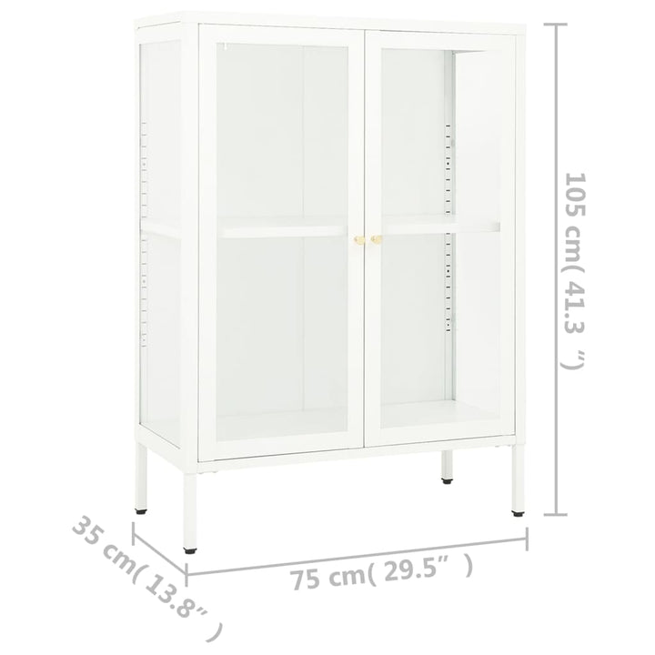 Dressoir 75x35x105 cm staal en glas wit