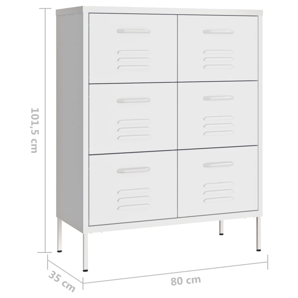 Ladekast 80x35x101,5 cm staal wit