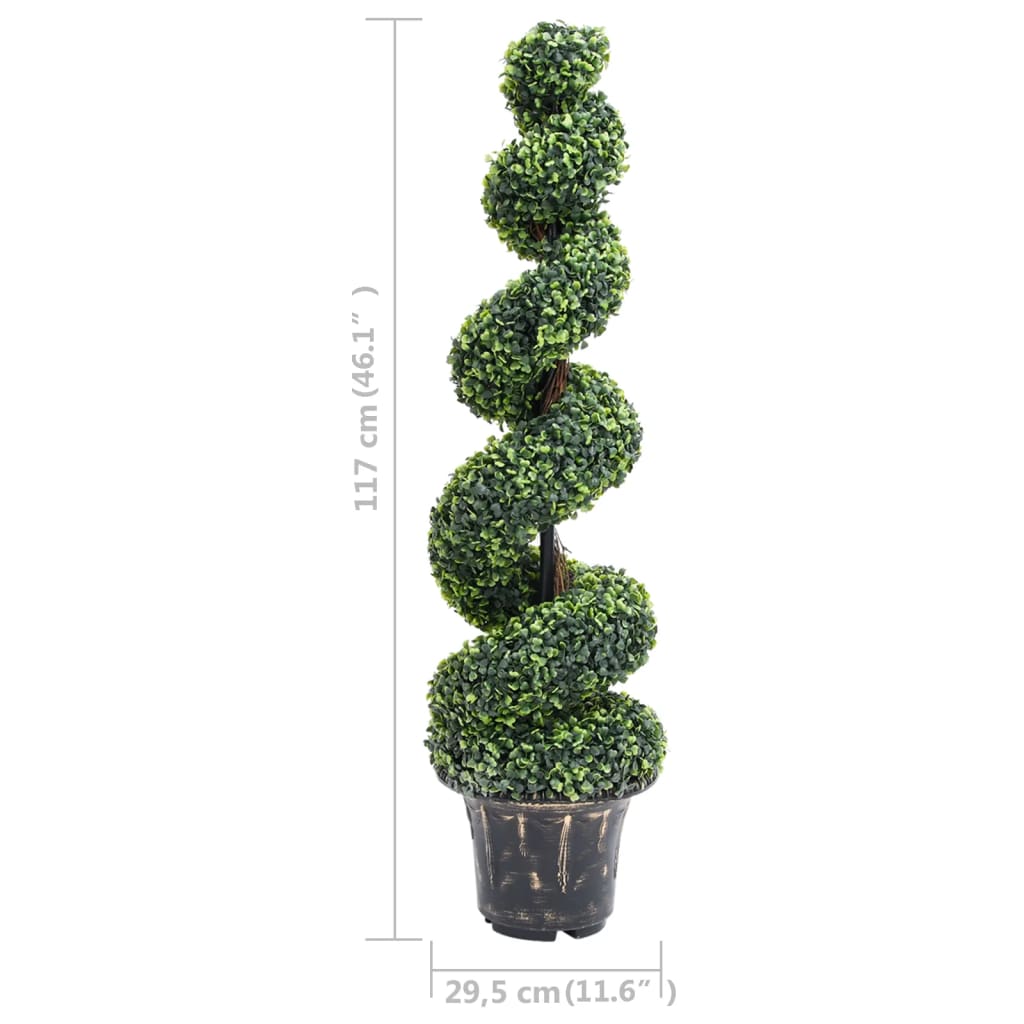 Kunstplant met pot buxus spiraal 117 cm groen