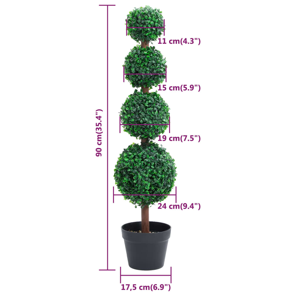 Kunstplant met pot buxus bolvorming 90 cm groen