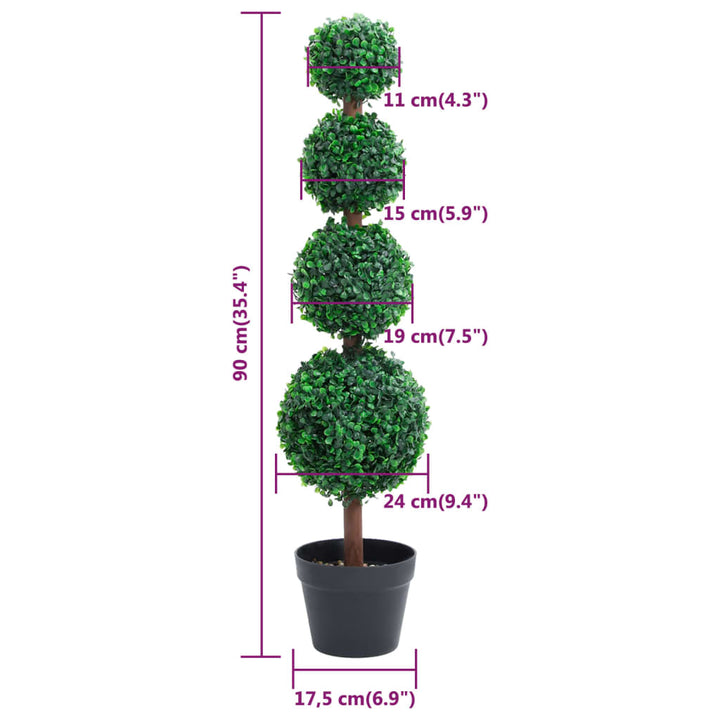 Kunstplant met pot buxus bolvorming 90 cm groen