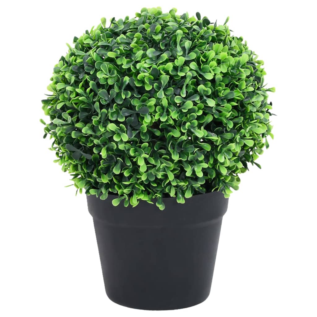 Kunstplanten met pot 2 st buxus bolvorming 27 cm groen