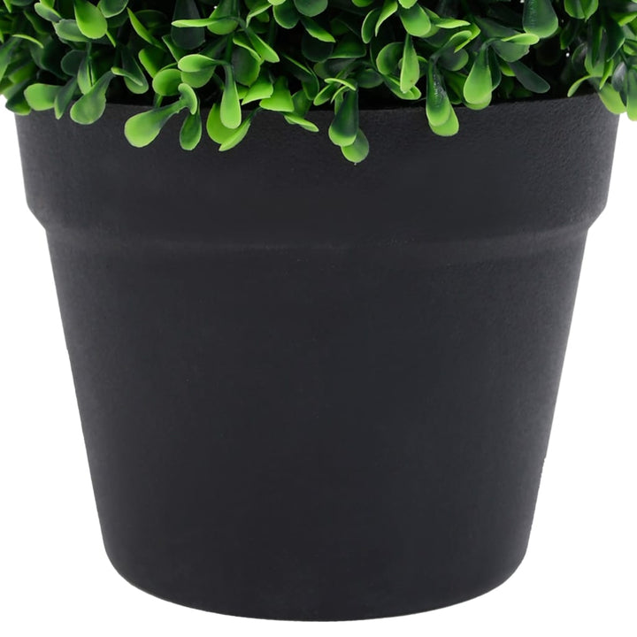 Kunstplanten met pot 2 st buxus bolvorming 27 cm groen