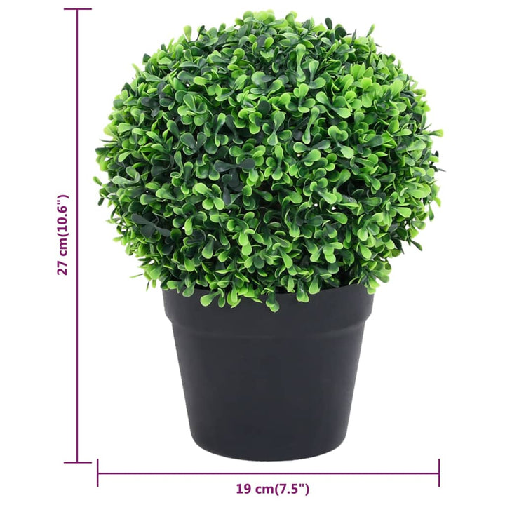 Kunstplanten met pot 2 st buxus bolvorming 27 cm groen