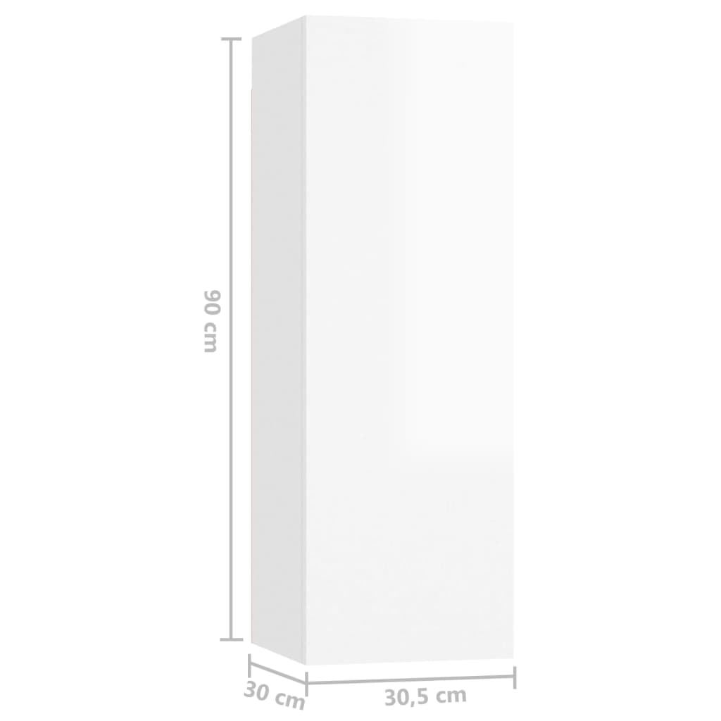 Tv-meubelen 4 st 30,5x30x90 cm bewerkt hout hoogglans wit