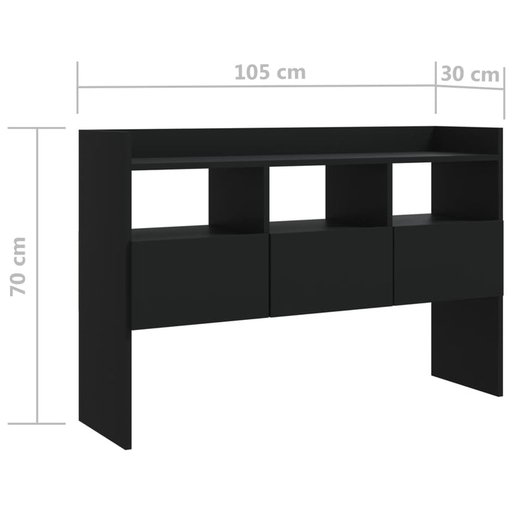 Dressoir 105x30x70 cm bewerkt hout zwart