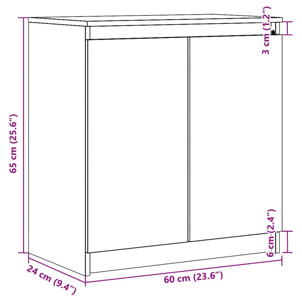 Bijzetkast 60x36x65 cm wit massief groenenhout wit