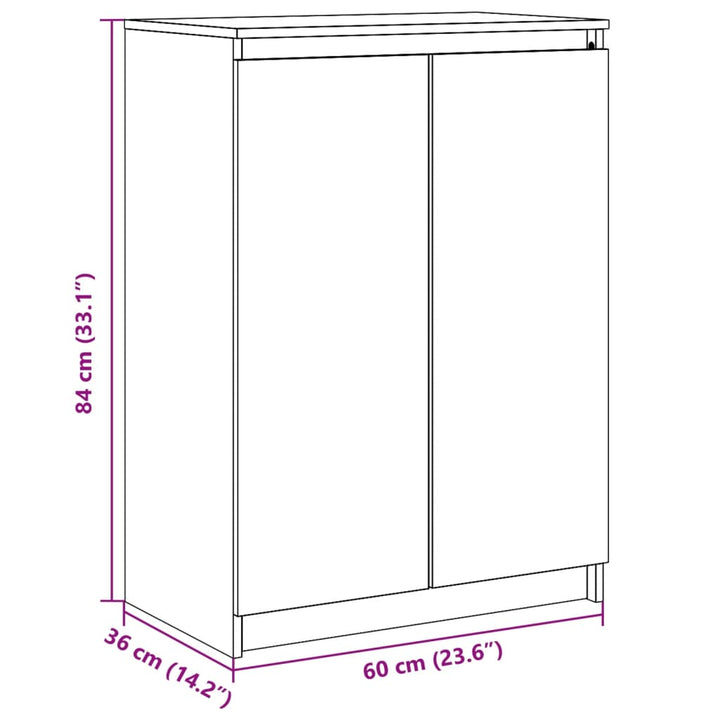 Dressoir 60x36x84 cm massief grenenhout wit