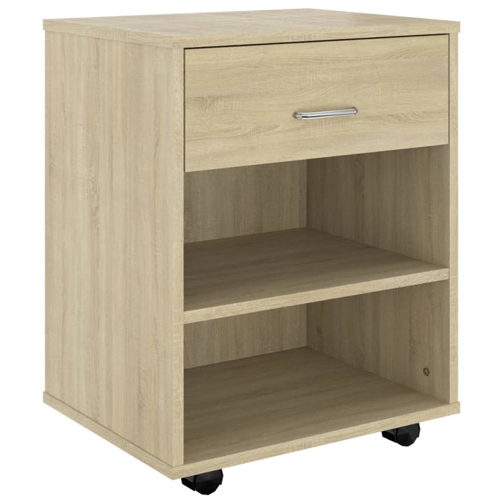 Kast verrijdbaar 46x36x59 cm bewerkt hout sonoma eikenkleurig