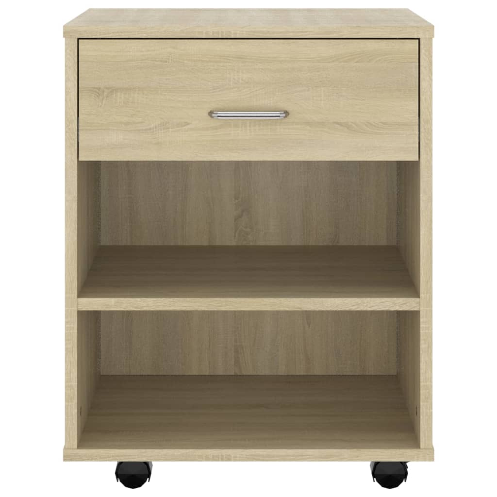 Kast verrijdbaar 46x36x59 cm bewerkt hout sonoma eikenkleurig