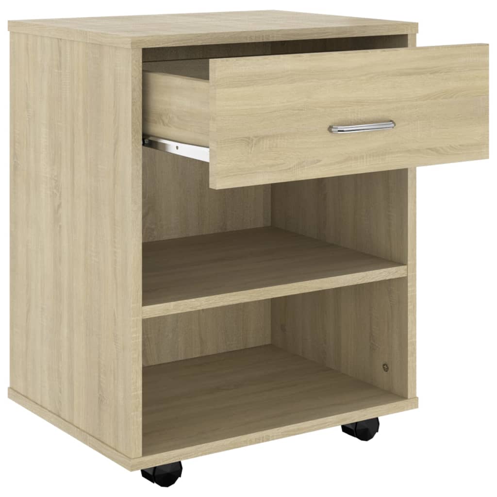 Kast verrijdbaar 46x36x59 cm bewerkt hout sonoma eikenkleurig