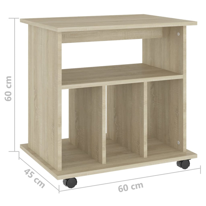 Kast verrijdbaar 60x45x60 cm bewerkt hout sonoma eikenkleurig