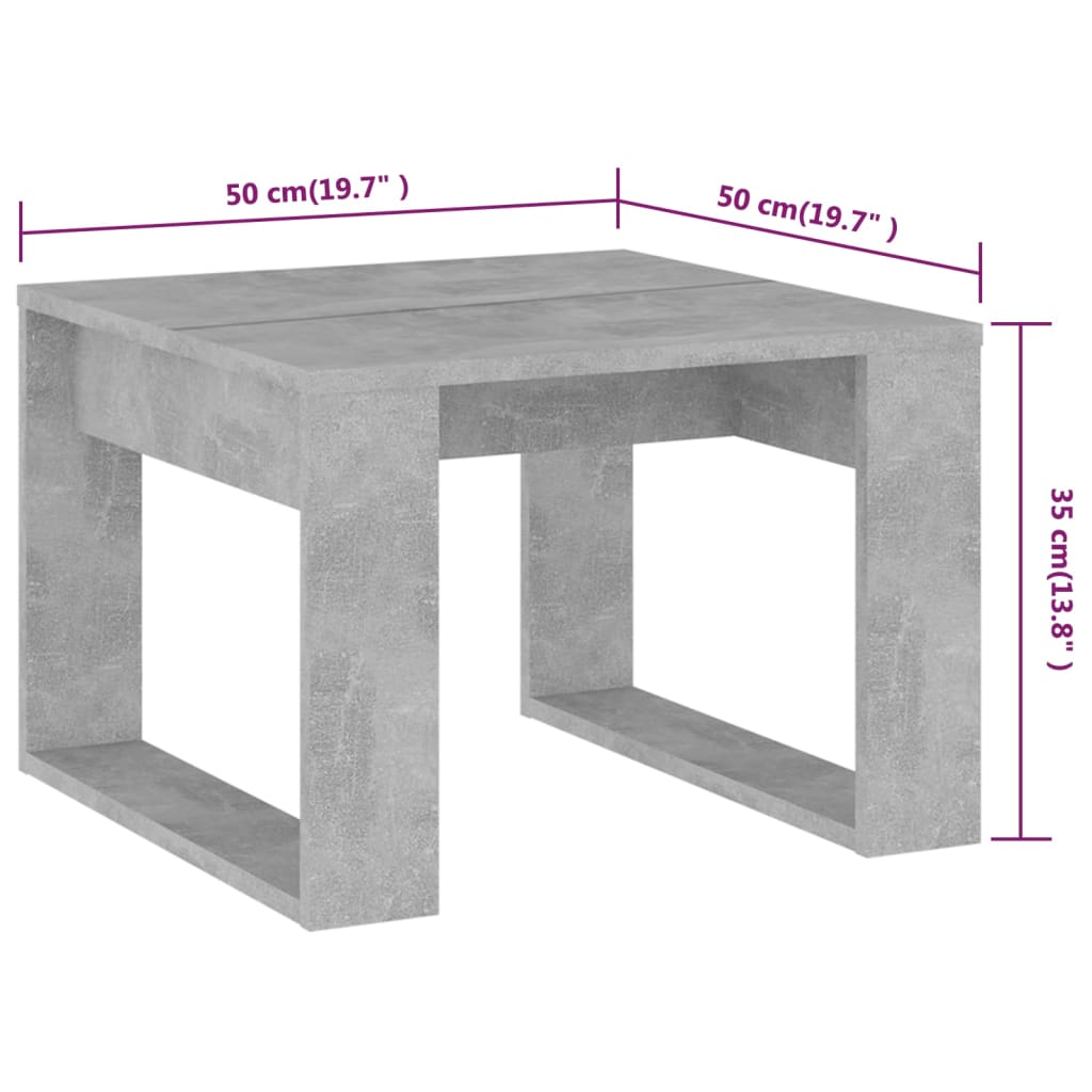 Bijzettafel 50x50x35 cm bewerkt hout betongrijs