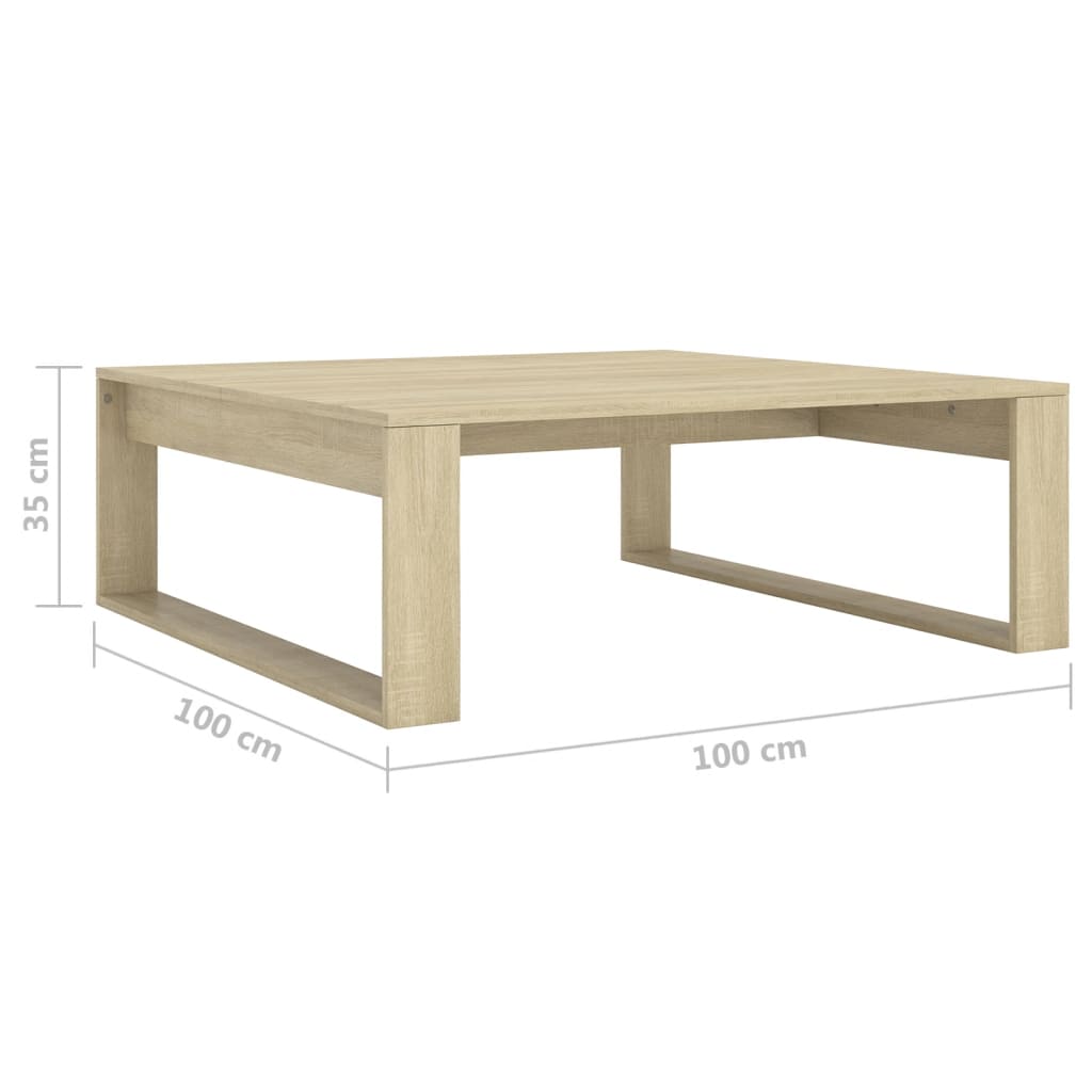 Salontafel 100x100x35 cm bewerkt hout sonoma eikenkleurig