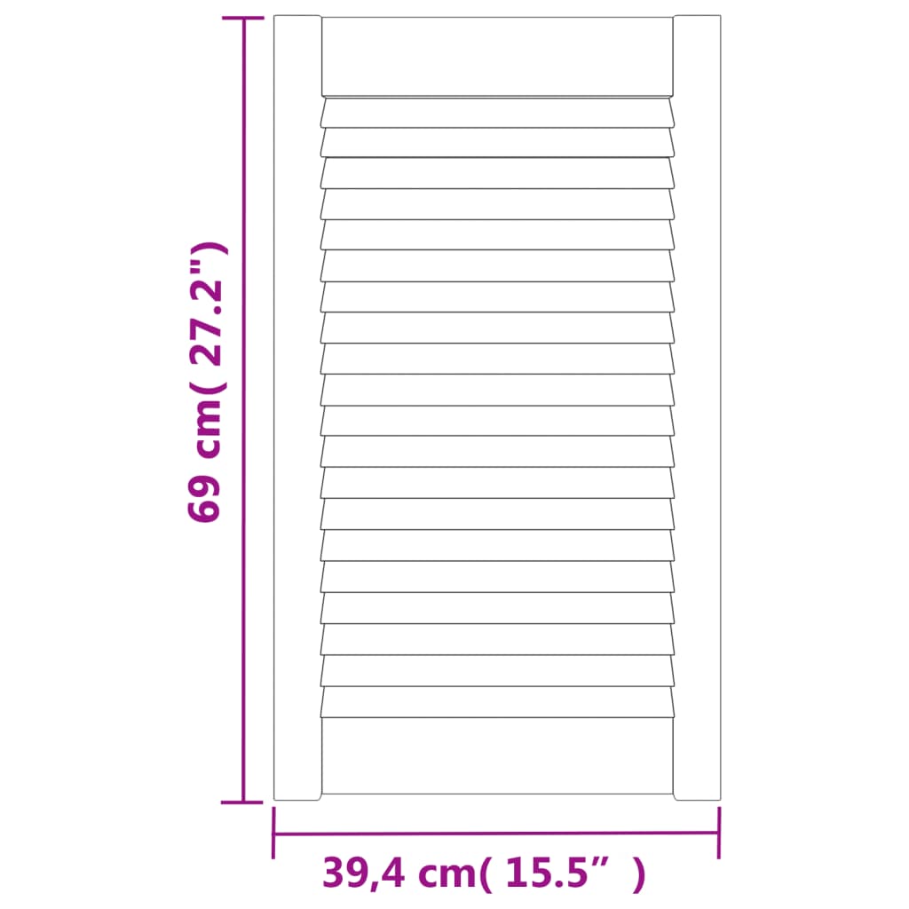 Kastdeuren met lamellen 4 st 69x39,4 cm massief grenenhout