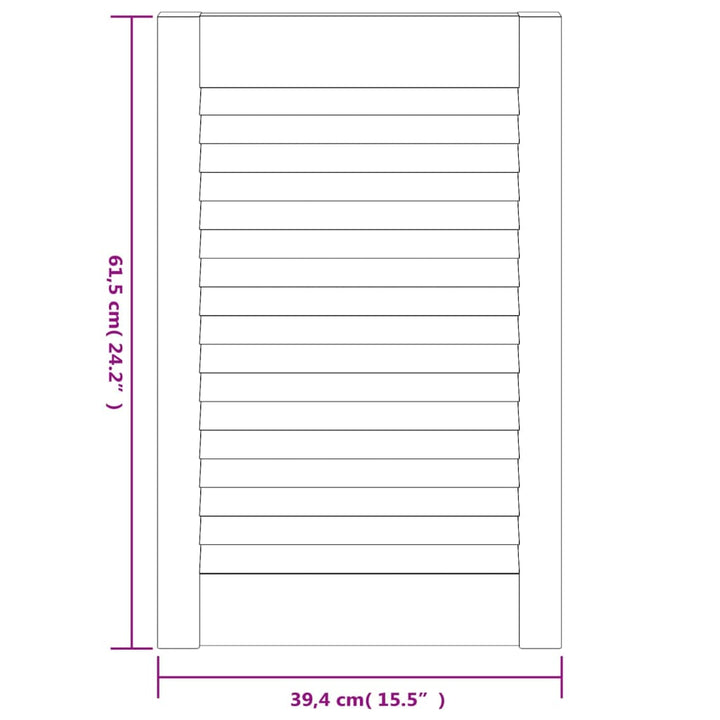 Kastdeuren met lamellen 4 st 61,5x39,4 cm grenenhout wit