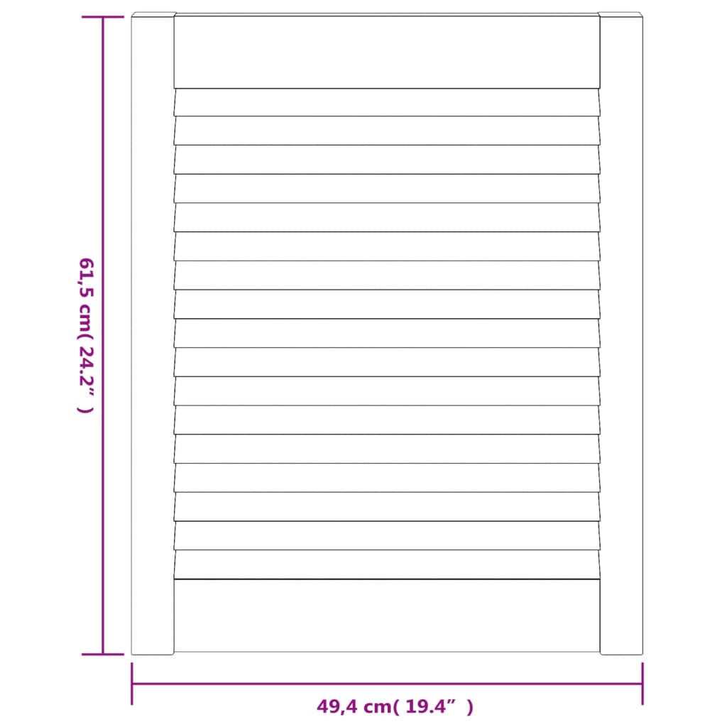 Kastdeur met lamellen 61,5x49,4 cm massief grenenhout wit