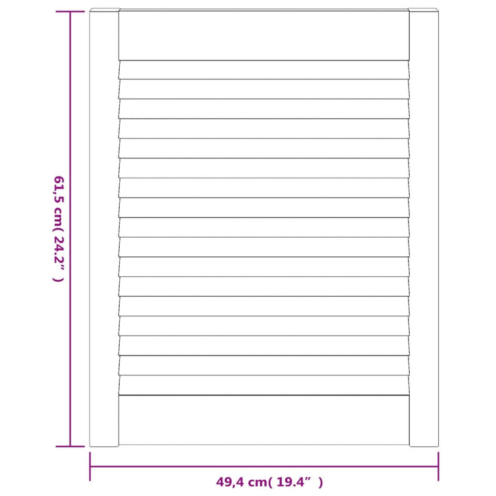 Kastdeur met lamellen 61,5x49,4 cm massief grenenhout wit