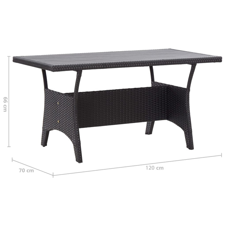 Tuintafel 120x70x66 cm poly rattan zwart