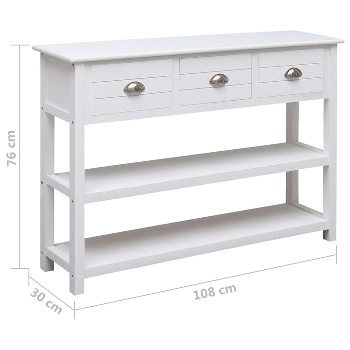 Dressoir 108x30x76 cm massief paulowniahout wit