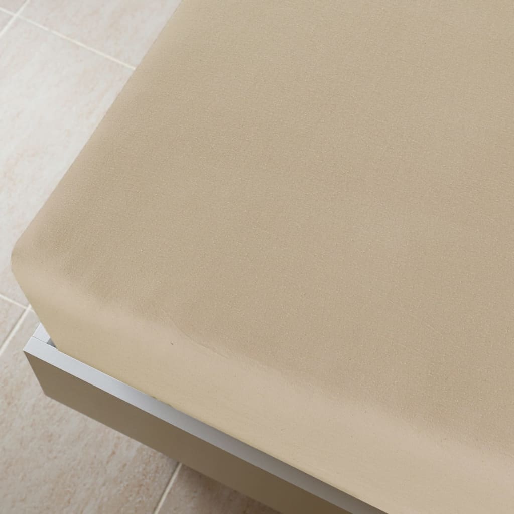 Hoeslakens jersey 2 st 90x200 cm katoen taupe