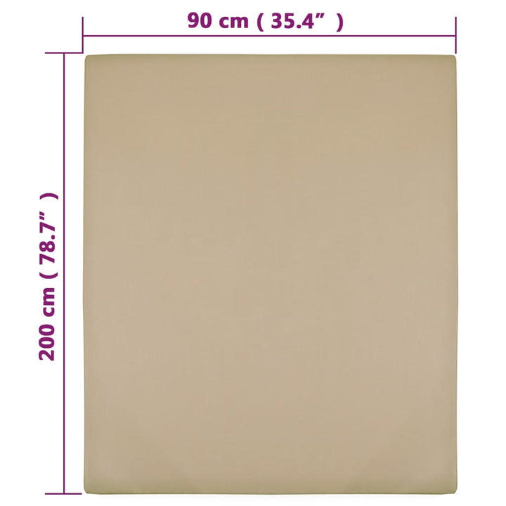 Hoeslakens jersey 2 st 90x200 cm katoen taupe