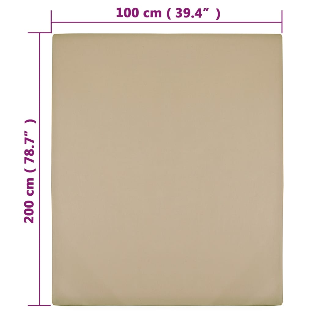 Hoeslaken jersey 100x200 cm katoen taupe