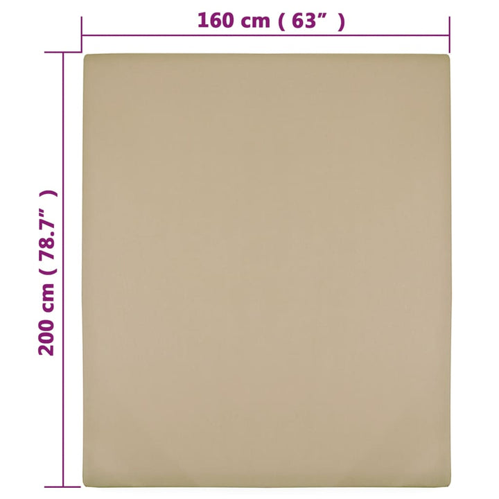 Hoeslaken jersey 160x200 cm katoen taupe