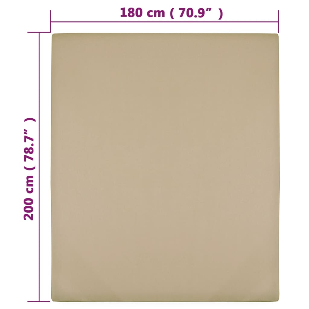 Hoeslaken jersey 180x200 cm katoen taupe