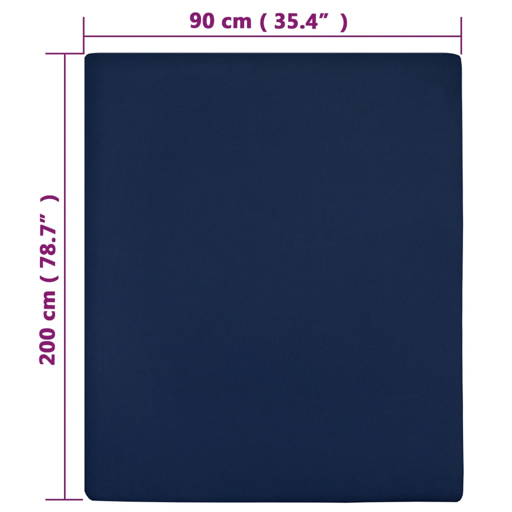 Hoeslakens 2 st jersey 90x200 cm katoen marineblauw