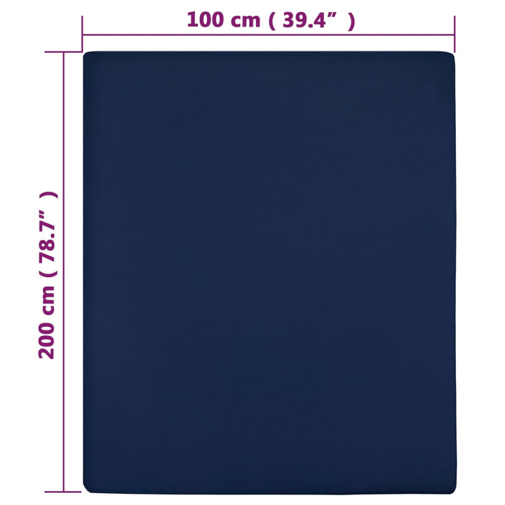 Hoeslaken jersey 100x200 cm katoen marineblauw