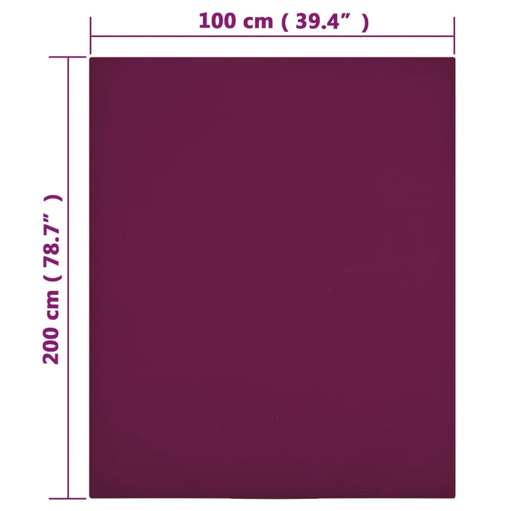 Hoeslaken jersey 100x200 cm katoen bordeauxrood