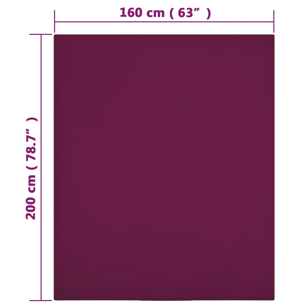 Hoeslaken jersey 160x200 cm katoen bordeauxrood