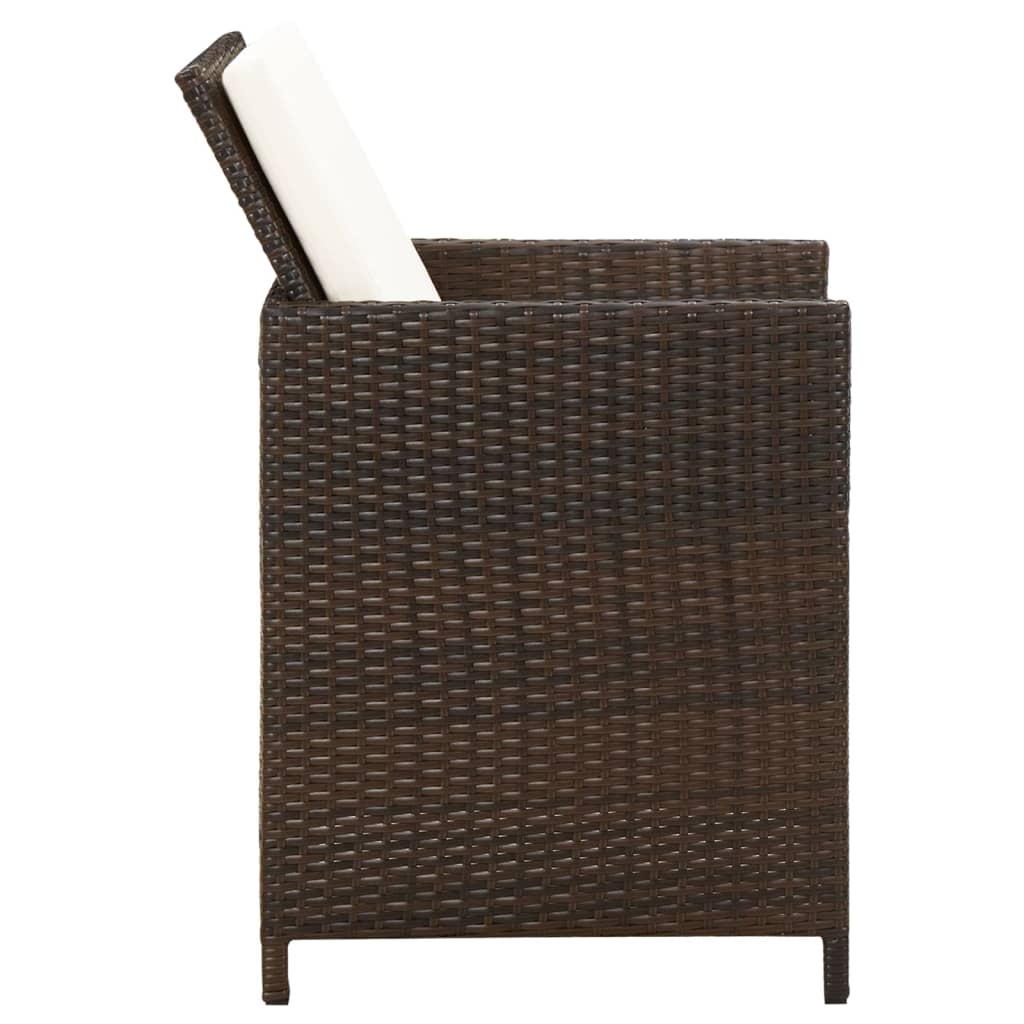 Tuinstoelen 4 st met kussens poly rattan bruin