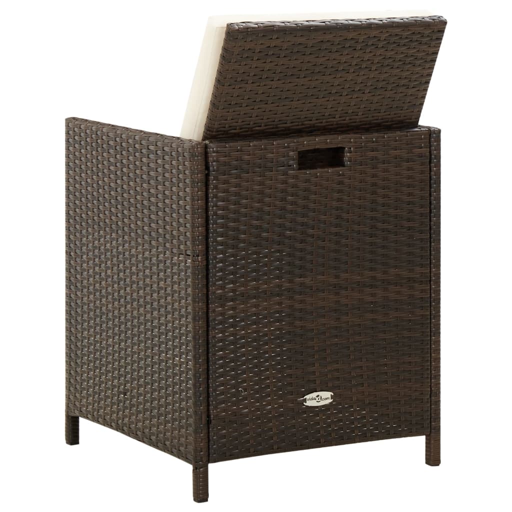 Tuinstoelen 4 st met kussens poly rattan bruin