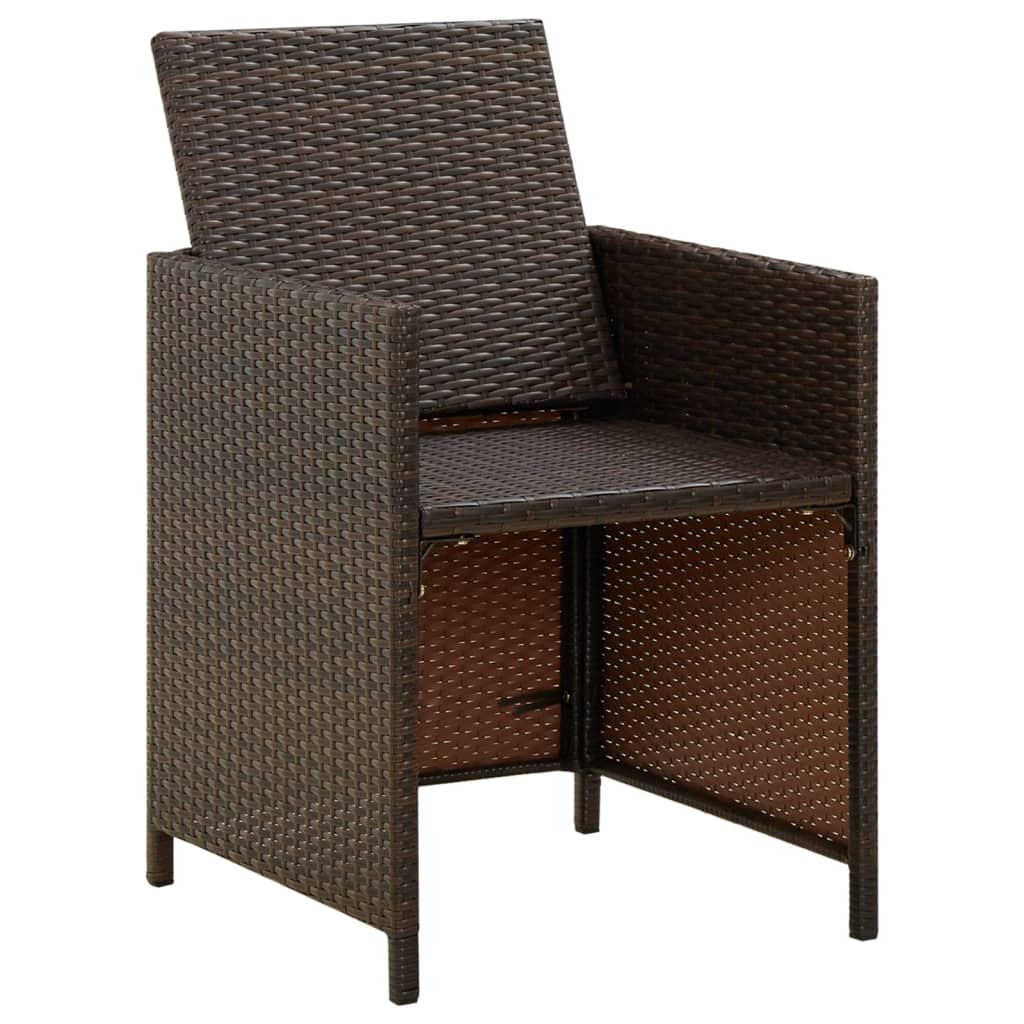 Tuinstoelen 4 st met kussens poly rattan bruin