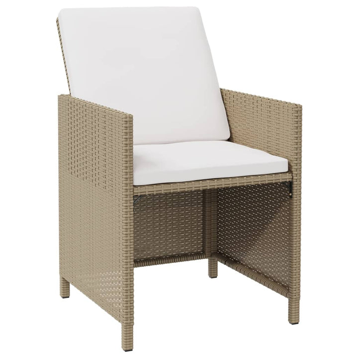 Tuinstoelen 4 st met kussens poly rattan beige