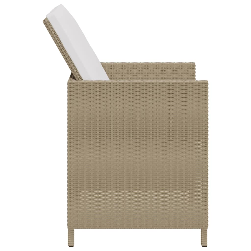 Tuinstoelen 4 st met kussens poly rattan beige