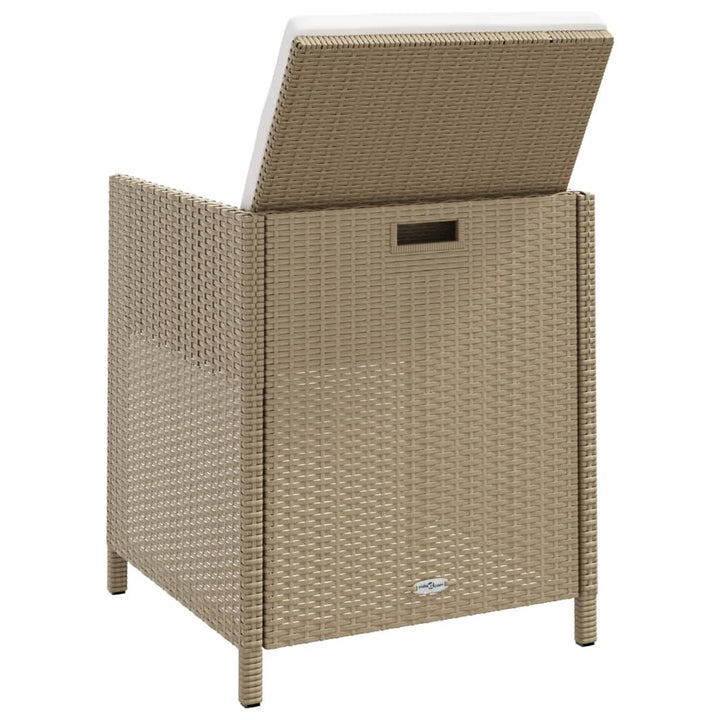 Tuinstoelen 4 st met kussens poly rattan beige