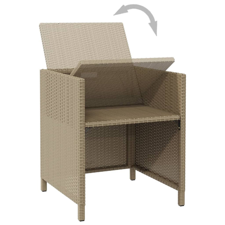 Tuinstoelen 4 st met kussens poly rattan beige