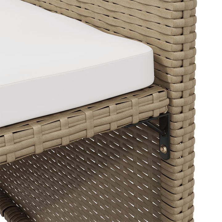 Tuinstoelen 4 st met kussens poly rattan beige