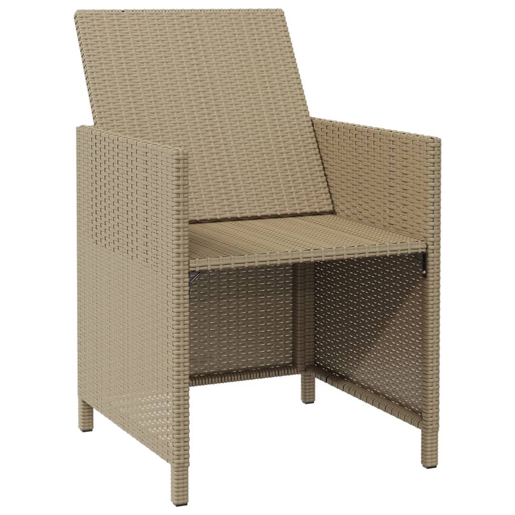 Tuinstoelen 4 st met kussens poly rattan beige