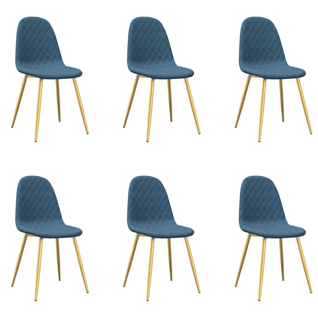 Eetkamerstoelen 6 st fluweel blauw