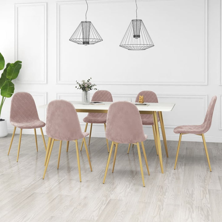 Eetkamerstoelen 6 st fluweel roze