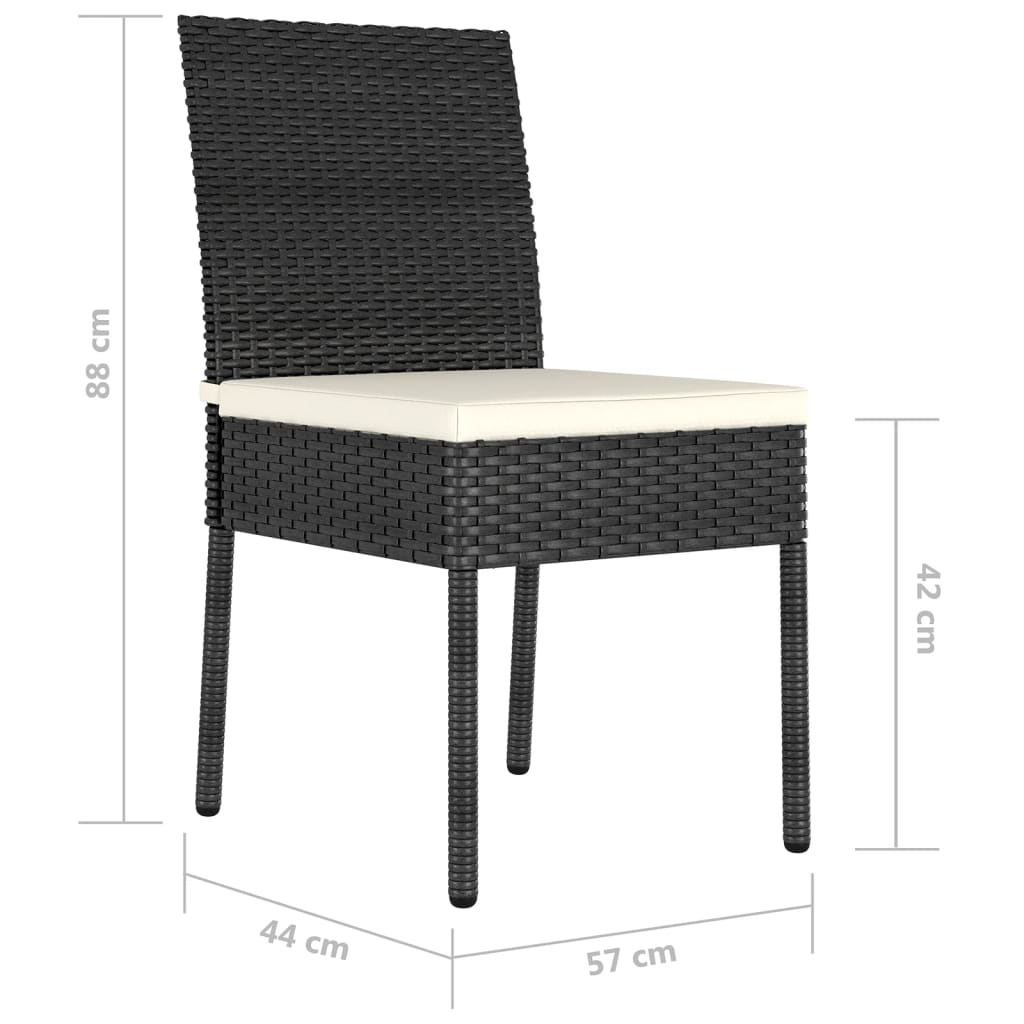 Tuinstoelen 4 st poly rattan zwart