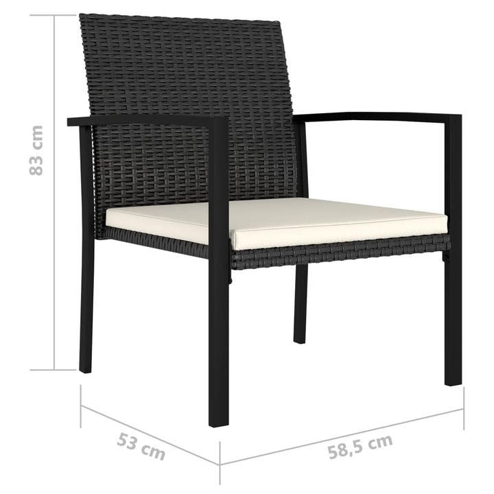 Tuinstoelen 4 st poly rattan zwart