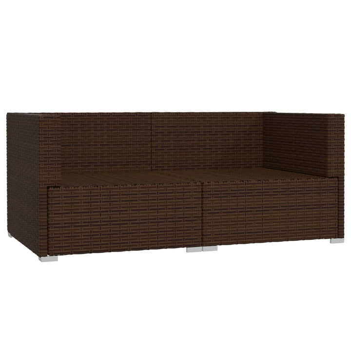 Bank 2-zits met kussens poly rattan bruin