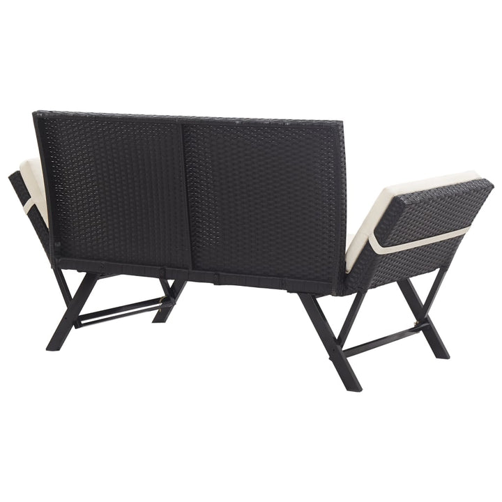 Tuinbankje met kussens 176 cm poly rattan zwart