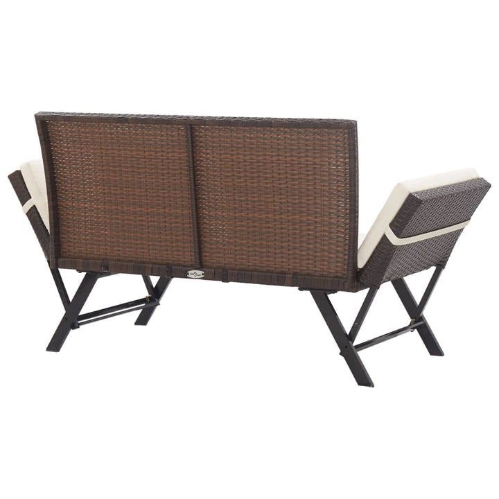 Tuinbankje met kussens 176 cm poly rattan bruin