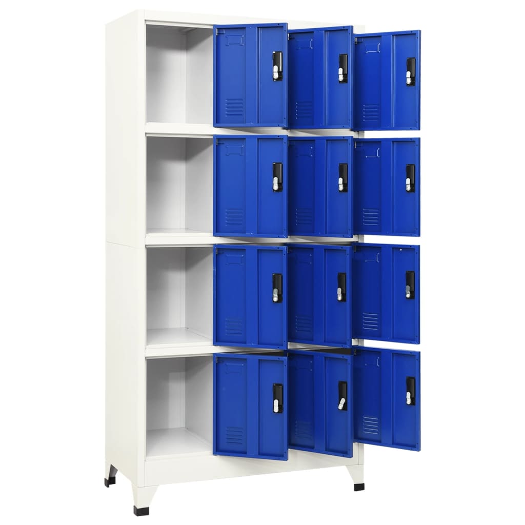 Lockerkast 90x45x180 cm staal grijs en blauw